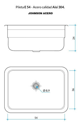 Johnson Acero Pileta Bacha Cocina E54 54 X 36 X 24 2