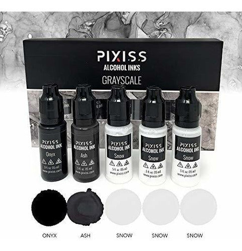 Pixiss Alcohol Ink for Epoxy Resin 5u. 15ml - Grayscale 1