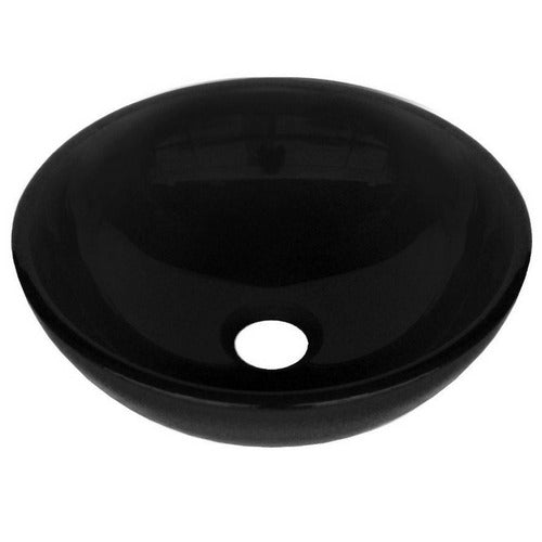 Round Pringles Black Tempered Glass Support Sink 42 cm 2