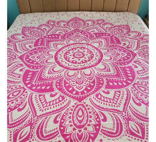 Hindu Mandala 2.5-Seat Bedspread Cover Cotton Handmade India 3 4