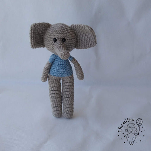 Handmade Crochet Amigurumi Elephant Long Legs Toy 2