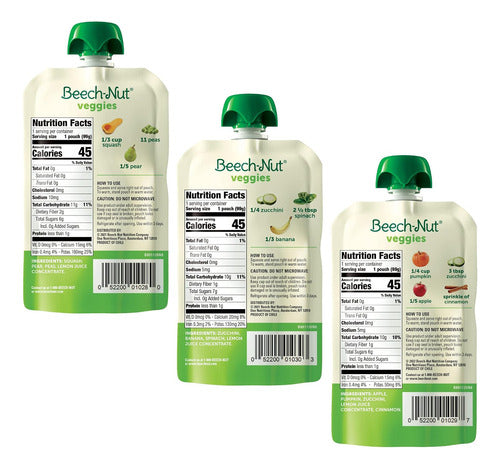 Beech-Nut Vegetable Purees for Babies, 99ml, 18 Pouches 1