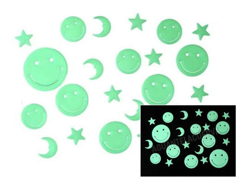 Fluorescent Glow in the Dark Smiley Faces and Stars x 20 Units 0