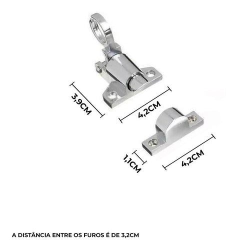 Kit 3 Trinco Fecho Avião Para Porta Janela Aço Cromado União 2