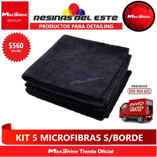 Microfibra Negras 5 Unidades 330 Gsm Sin Bordes Detailing 1