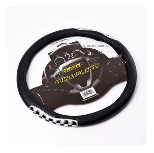 Universal 38cm Reflective Black/Silver PVC Steering Wheel Cover for Cars 0