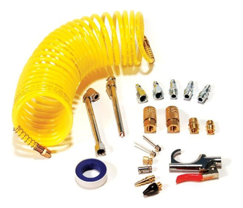 PrimeFit IK1016S-20 Air Compressor Accessories Kit with 25-Foot Retractable Air Hose, 20 Pieces 0