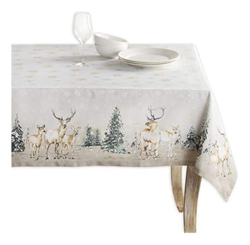 Maison D'Hermine Deer In The Woods Tablecloth 100% Cotton 0