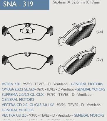 Pastilla De Freno Del Chevrolet Vectra 1993/1995 / Omega 1