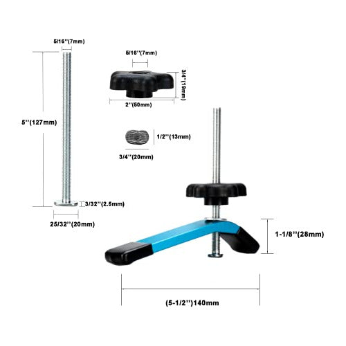 Zokmok T-Track Clamps 4-Piece Set, 15cm Long 1