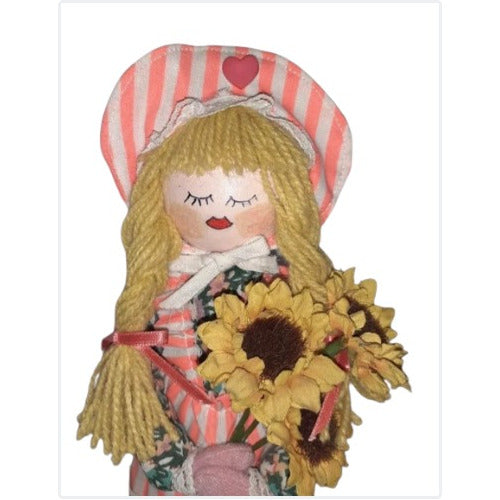 Artesand Muñeca Decorativa Con Girasoles Estilo Country 32 Cm 1