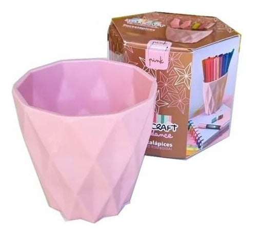 Ibi Craft Tendance Pencil Holder - Pink ABS Plastic with Diamond Mosaic Pattern 1