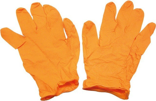 Guantes De Nitrilo Texturado Talle L Naranjas Caja X 100 U 1