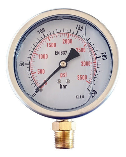 JMG Hidráulica Manometer with Glycerin 0-250 Bar Bottom Connection 63mm 1/4 NPT 2