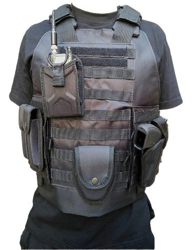 Tactical MOLLE Plate Carrier Vest Black Ops with Accessories 11