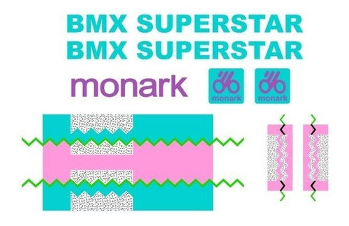 Adesivos Monark Bmx Superstar Verde E Roxa- Frete Grátis 0