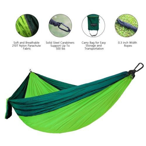 Brillo HAI Double Camping Hammock, Portable Lightweight Parachute Nylon 1