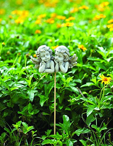 Napco Double Cherub Garden Pick Piedra Decorativa 1