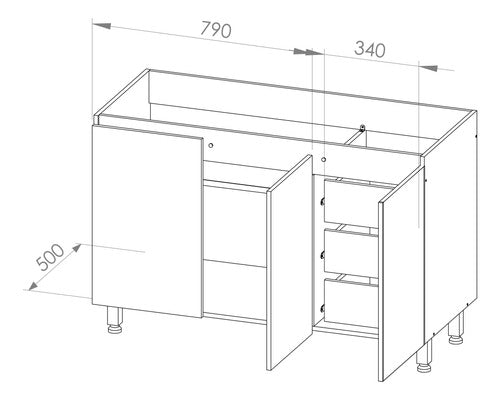 Mueble Bajo Mesada Cocina  120 Cm Moderna Diseño Premium 4