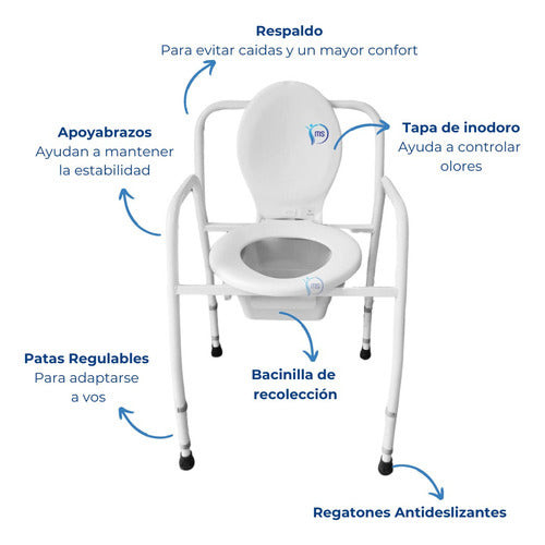 Silla Eleva Inodoro Portatil Ortopédica Regulable Respaldo 2