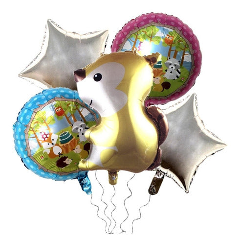 Set De Globos Animalitos Del Bosque Ardila X 5 Unidades 0