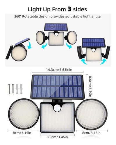 Ucgg Solar Wall Lights Outdoor, 260lm 204 Led Flood Lights, 1