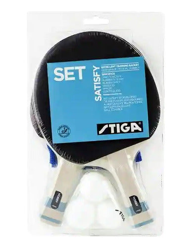 Stiga Kit Ping Pong Mesa 2 Paletas + 3 Pelotas + 1 Red Retráctil 1