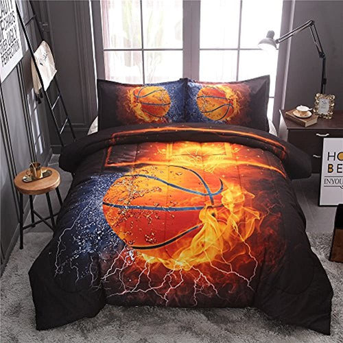 Btargot Twin Basketball And Fire Quilt Set 0