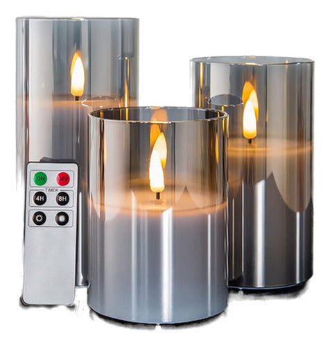 EYWAMAGE Velas Led Con Remote Control, 3 Unidades, Silver Grey 0