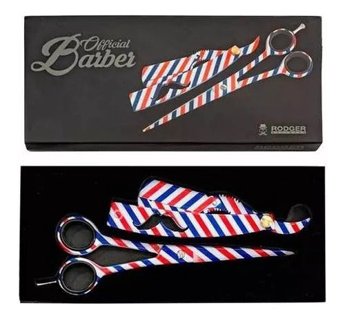 Professional Official Barber Haircutting Scissors Set with Moustache Design Barber Razor 0