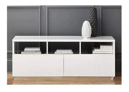 Modern Minimalist White Melamine LED TV Stand Rack 0