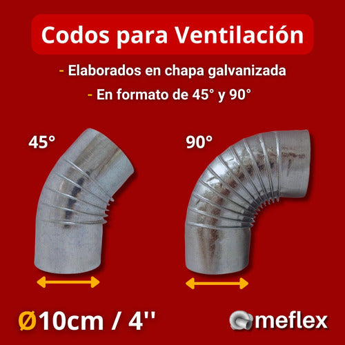 Curva Fija Corrugada 4 Pulgadas A 45°/90° Chapa Galvanizada 2