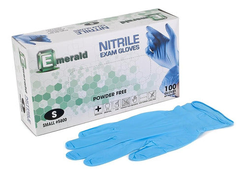 Emerald 100 Blue Nitrile Powder-Free Medical Examination Gloves 3.5 Mil 0