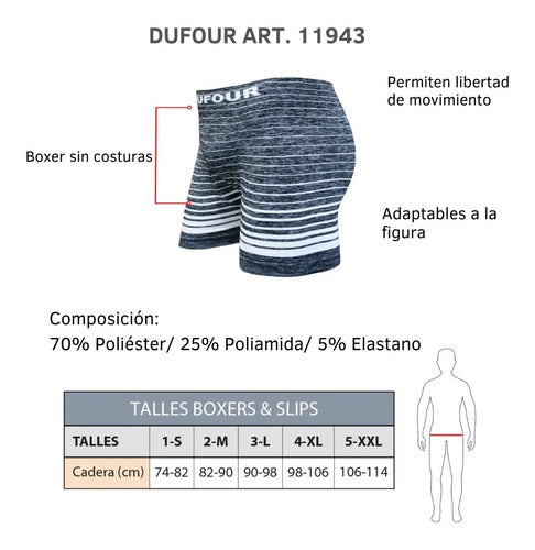 Dufour Boxer Hombre Calzoncillo Sin Costura Pack X6 A. 11943 1