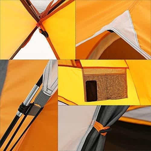 Carpa 6 Personas Doble Capa Impermeable - Naranja 5