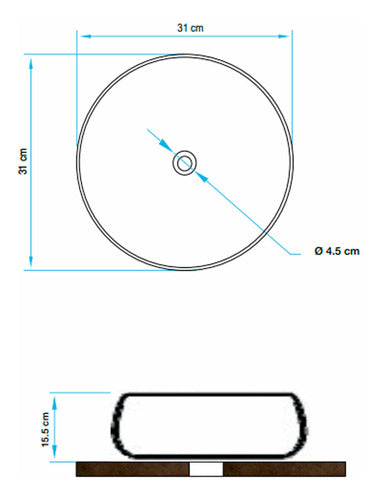 Aqualia Bacha Lavatorio De Apoyar 31cm Diametro X 15.5 De Profundidad 1