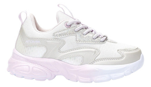 Atomik Footwear Girls' Platinum Beige and Pink Sneakers 1