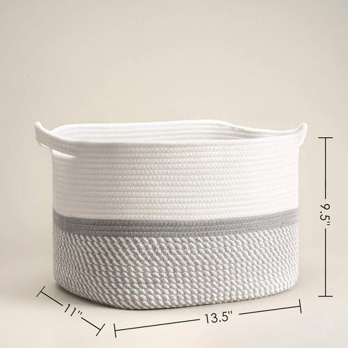 Chicvita Square Cotton Rope Woven Basket with Handles 1