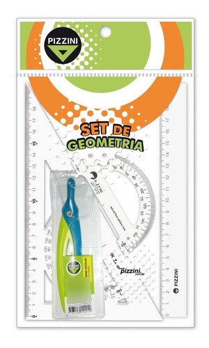 Pizzini Geometric Set School with Compass 4 Pieces 4224 X1 0