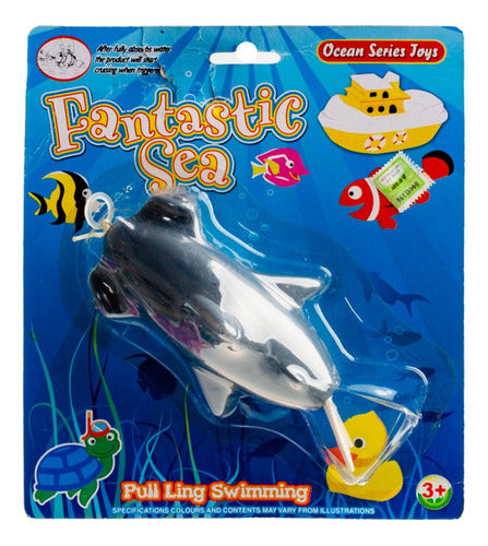 Pull String Shark Bath Toy for Babies - JM 82221 0