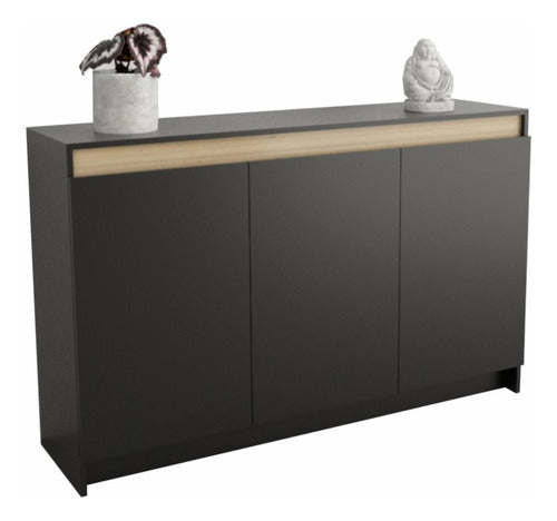 Table's Modern Closed Cabinet with 3 Doors - Black Elm 3