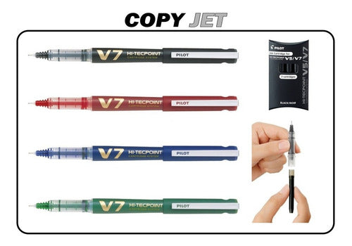 Pilot Hi Tecpoint V5 V7 Roller Pen with 4 Cartridges 5