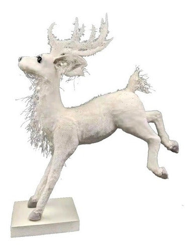 Snowy White Jumping Reindeer Christmas Ornament 35cm 0