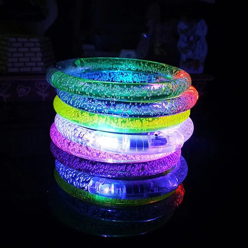 Pack 3 Pulseras Luces Led Decoración Fiestas  Incluye Pila 1