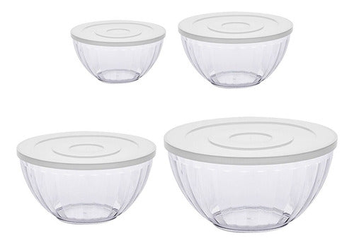 Set of 4 Acrylic Bowls with Silicon Lid Crystal Paramount 0