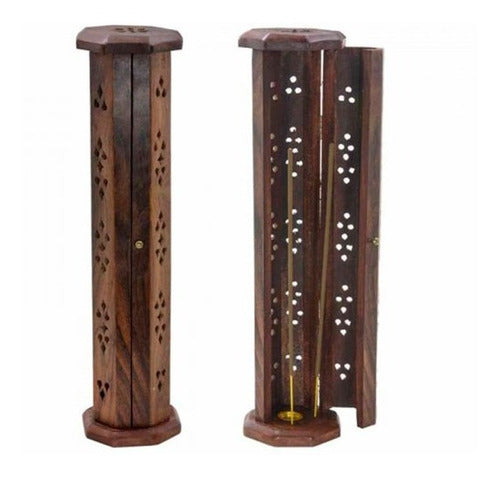 Iluminarte Hexagonal Wooden Incense Holder 0