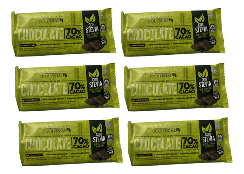 Barra Chocolate Semi Amargo Con Stevia Colonial 100g Pack X6 0