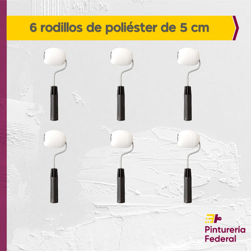 Matezz Pack Mini Rodillo Poliéster 5 Cm X 6 Unidades 3