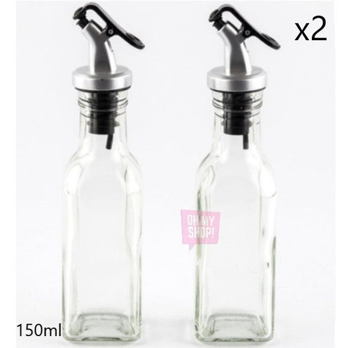 Oh My Shop! Set of 2 Glass Oil and Vinegar Dispensers 150 ML with Pour Spout 4