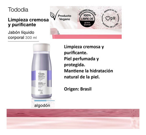 Jabon Liquido Corporal Algodon 300ml Tododia Natura 2